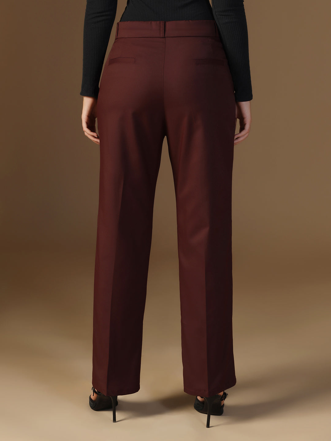 Women Maroon Elasticated Waistband Trouser - Tahvo India