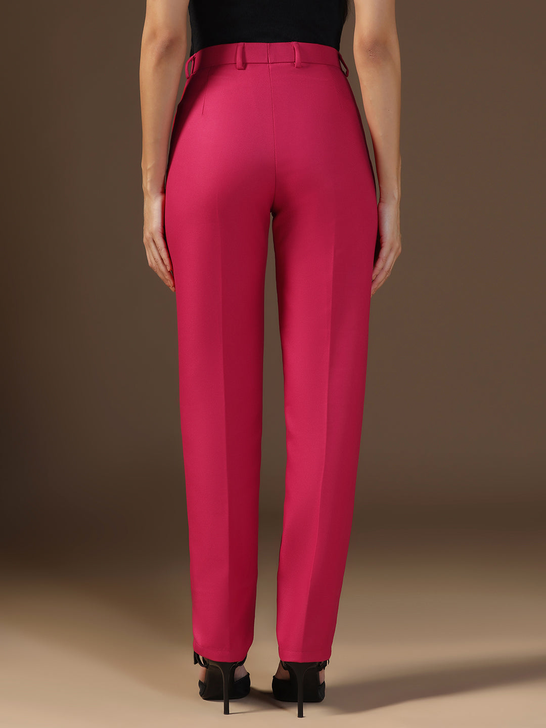 Women Hot Pink Elasticated Waistband Trouser - Tahvo India