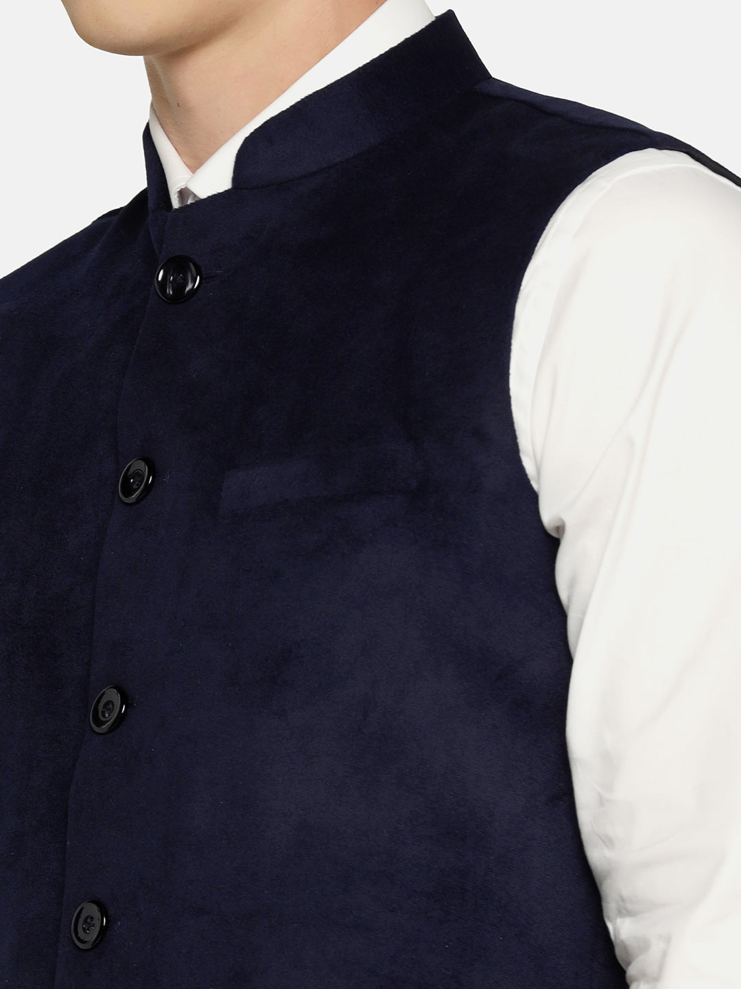 Men Blue Velvet Nehru Jacket