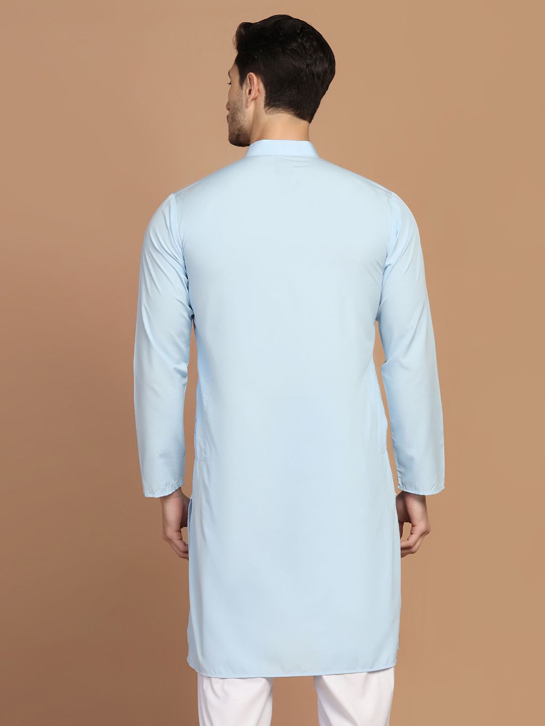 Men Light Blue Solid Kurta - Tahvo India