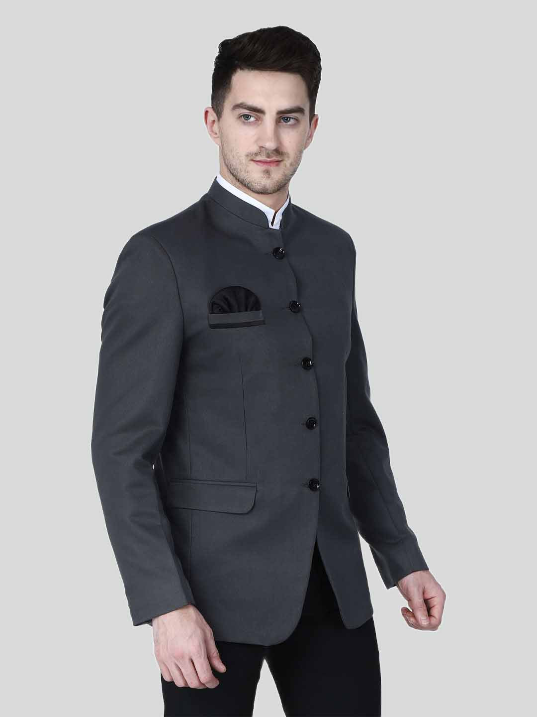 Men Grey Bandgala Suit - Tahvo India