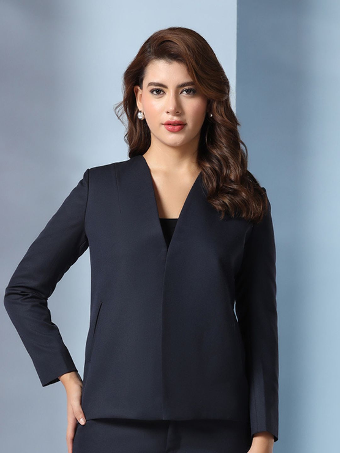 Women Blue front open Blazer
