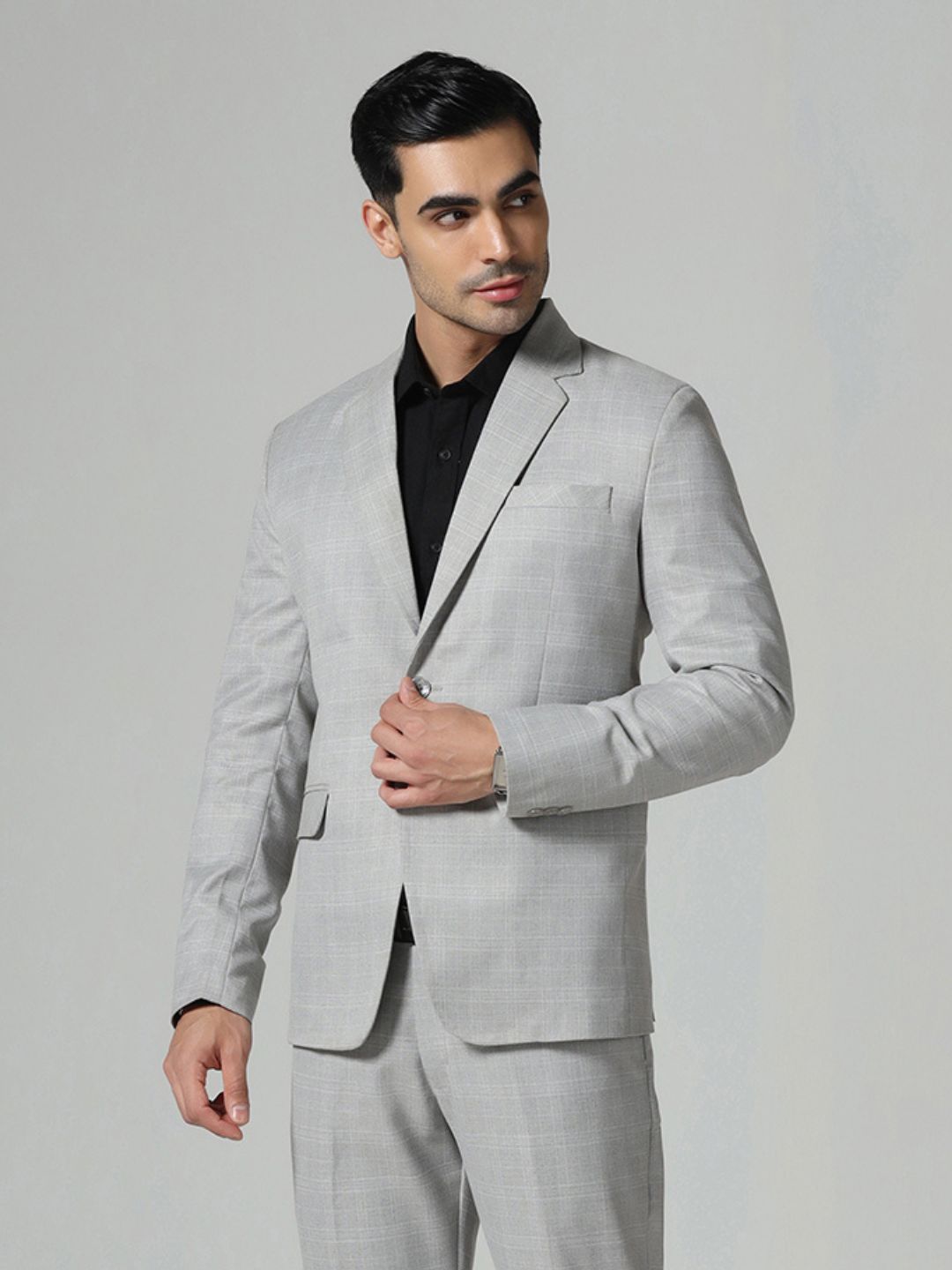 Men Light Grey Check Blazer