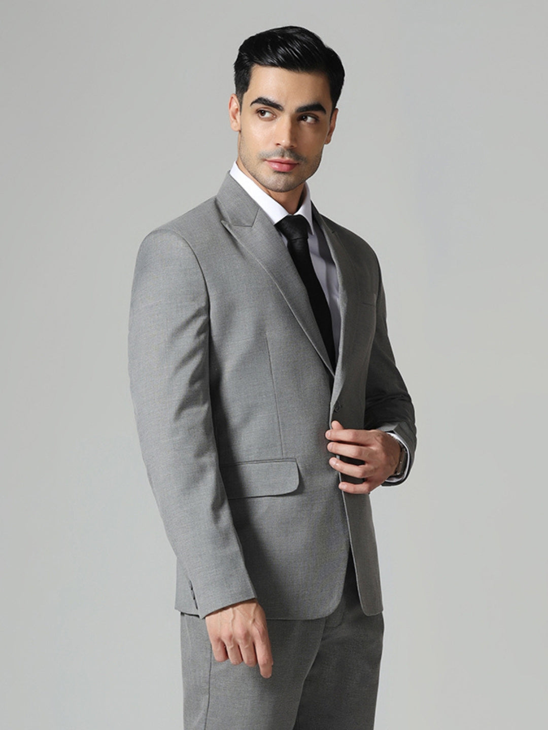Dark Grey Men Notch Lapel Suit