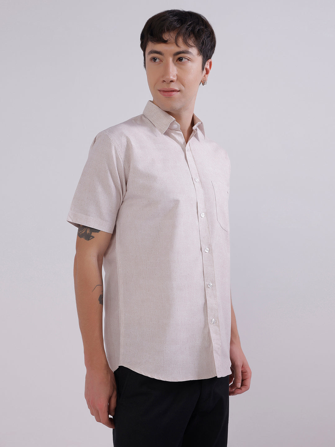 Mens Brown casual regular fit shirt