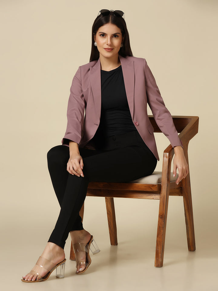 Women Pink Single Breasted Blazer - Tahvo India