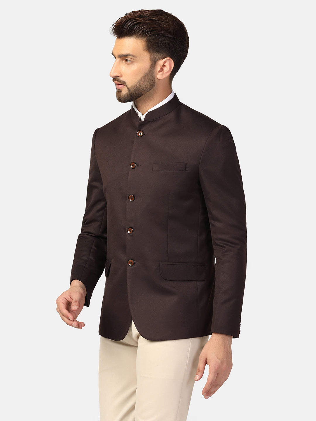 Men Brown Bandhgala Blazer