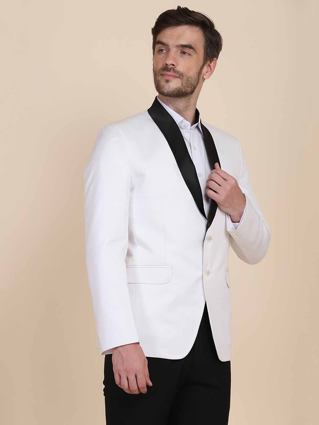 Men White Tuxedo Suit Set - Tahvo India