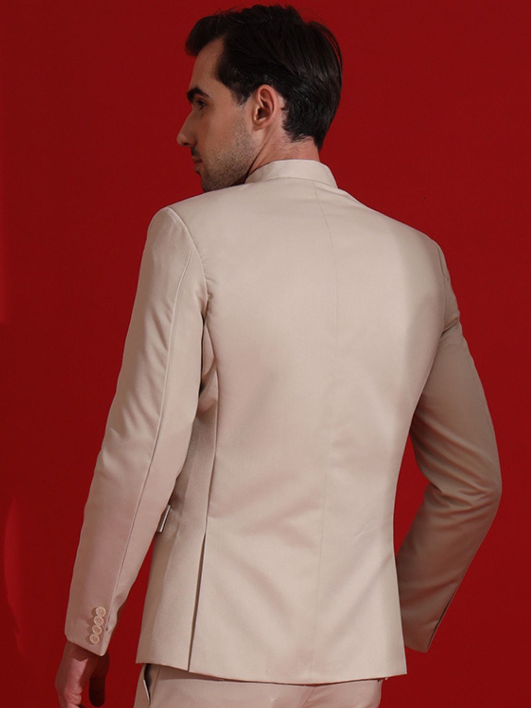Beige Men Bandgala Blazer