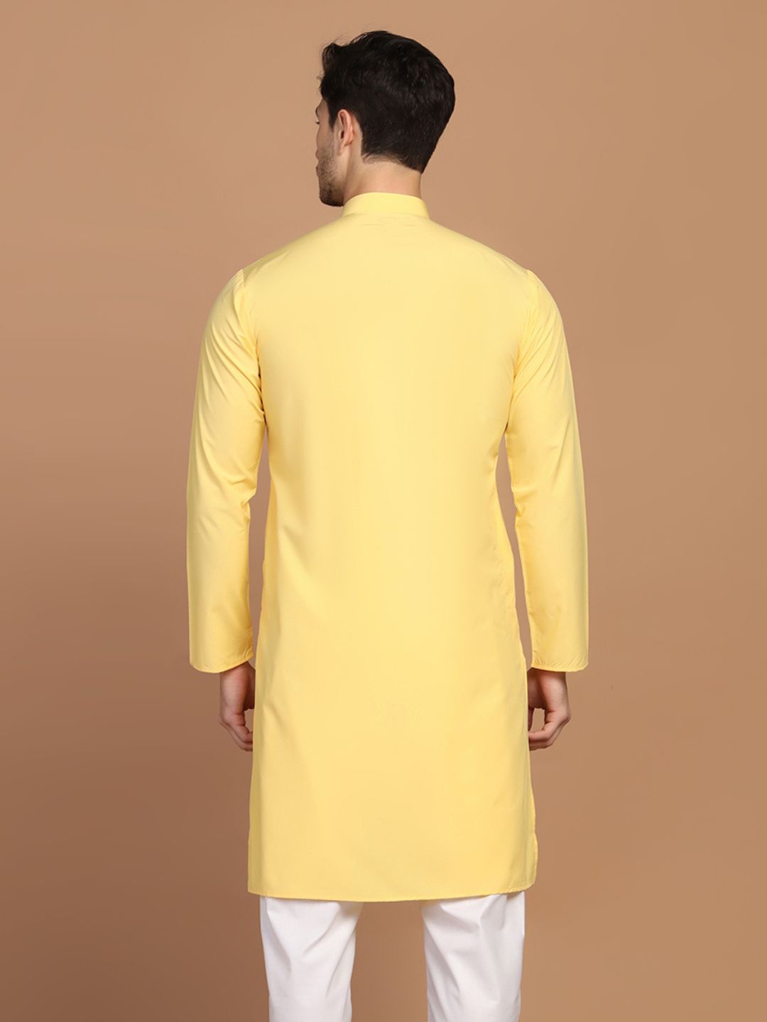 Men Yellow Solid Kurta - Tahvo India
