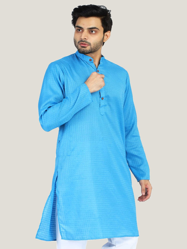 Men Blue Casual Kurta - Tahvo India