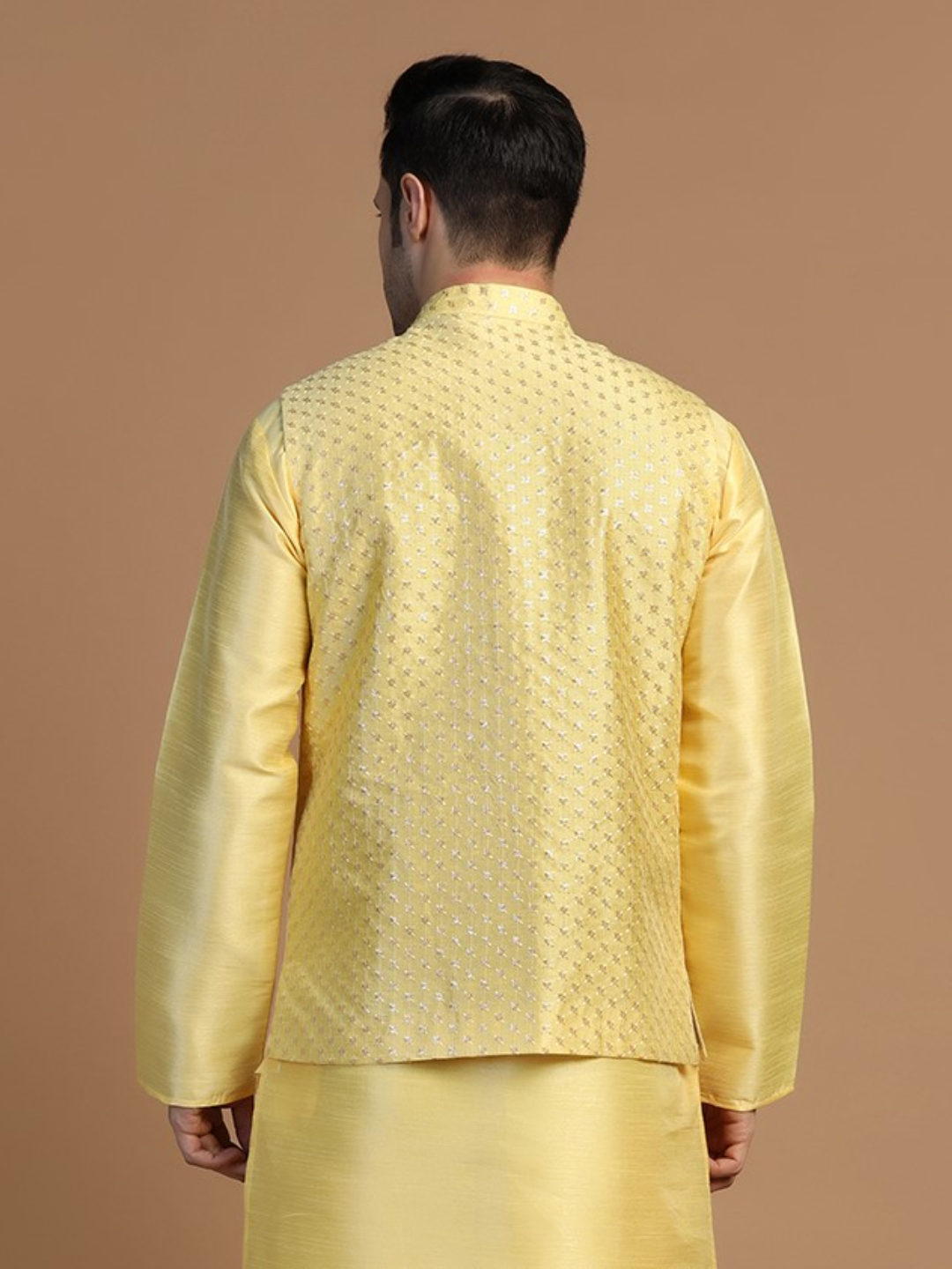 Men Yellow Embroidered Jacket - Tahvo India