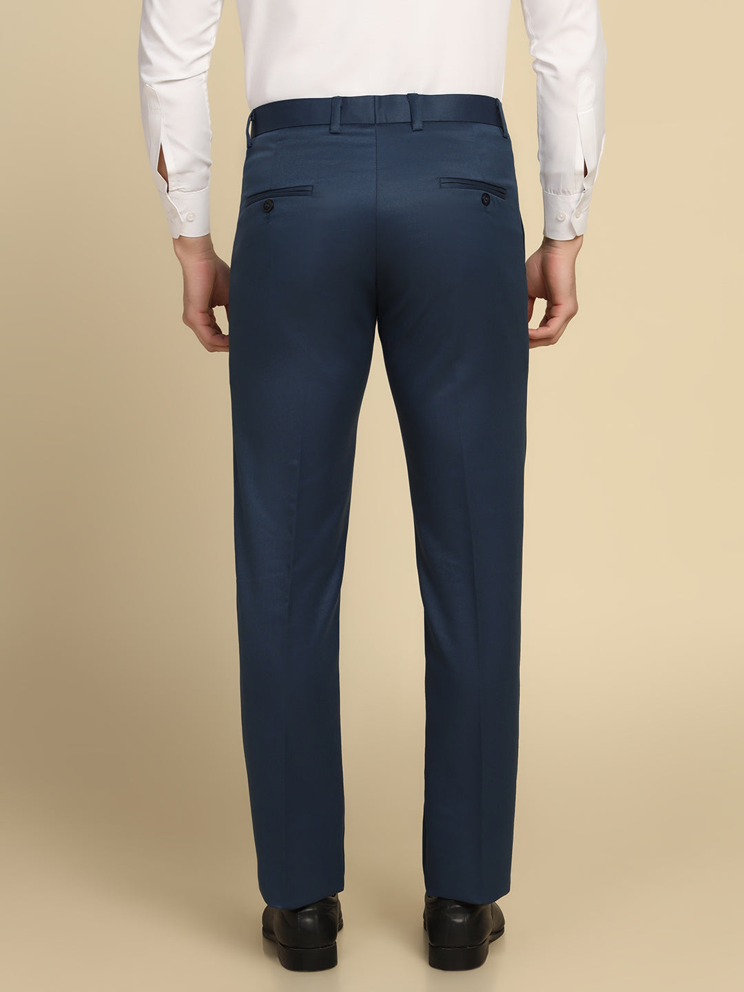 Men Blue Solid Trousers - Tahvo India