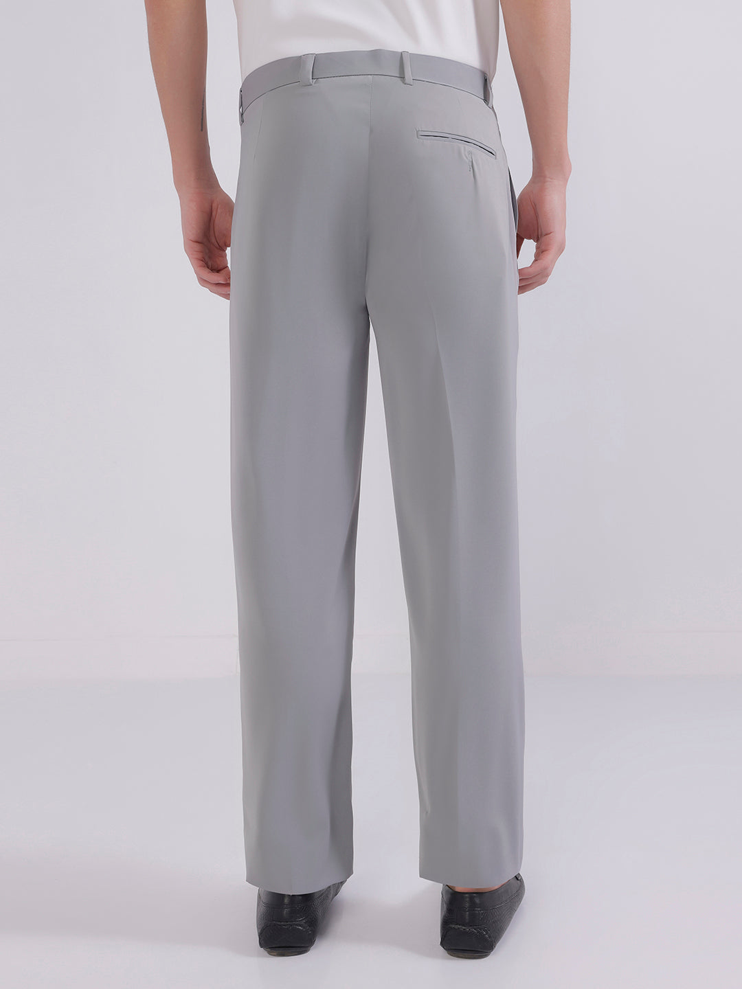 Men Grey wide leg trousers