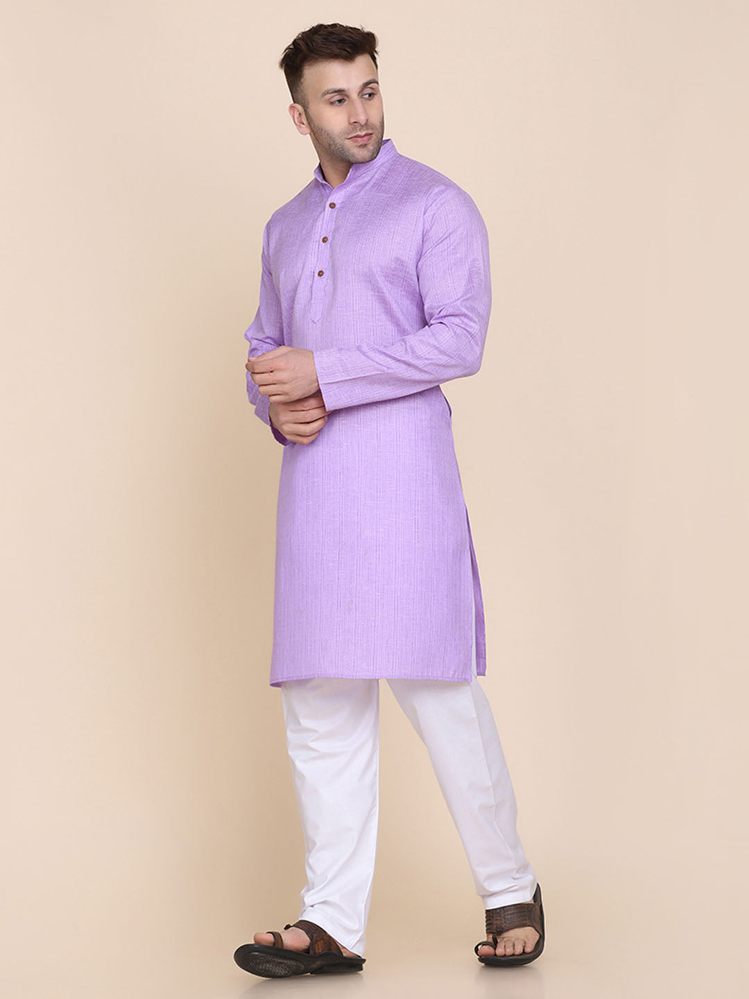 Men Purple Solid Kurta - Tahvo India