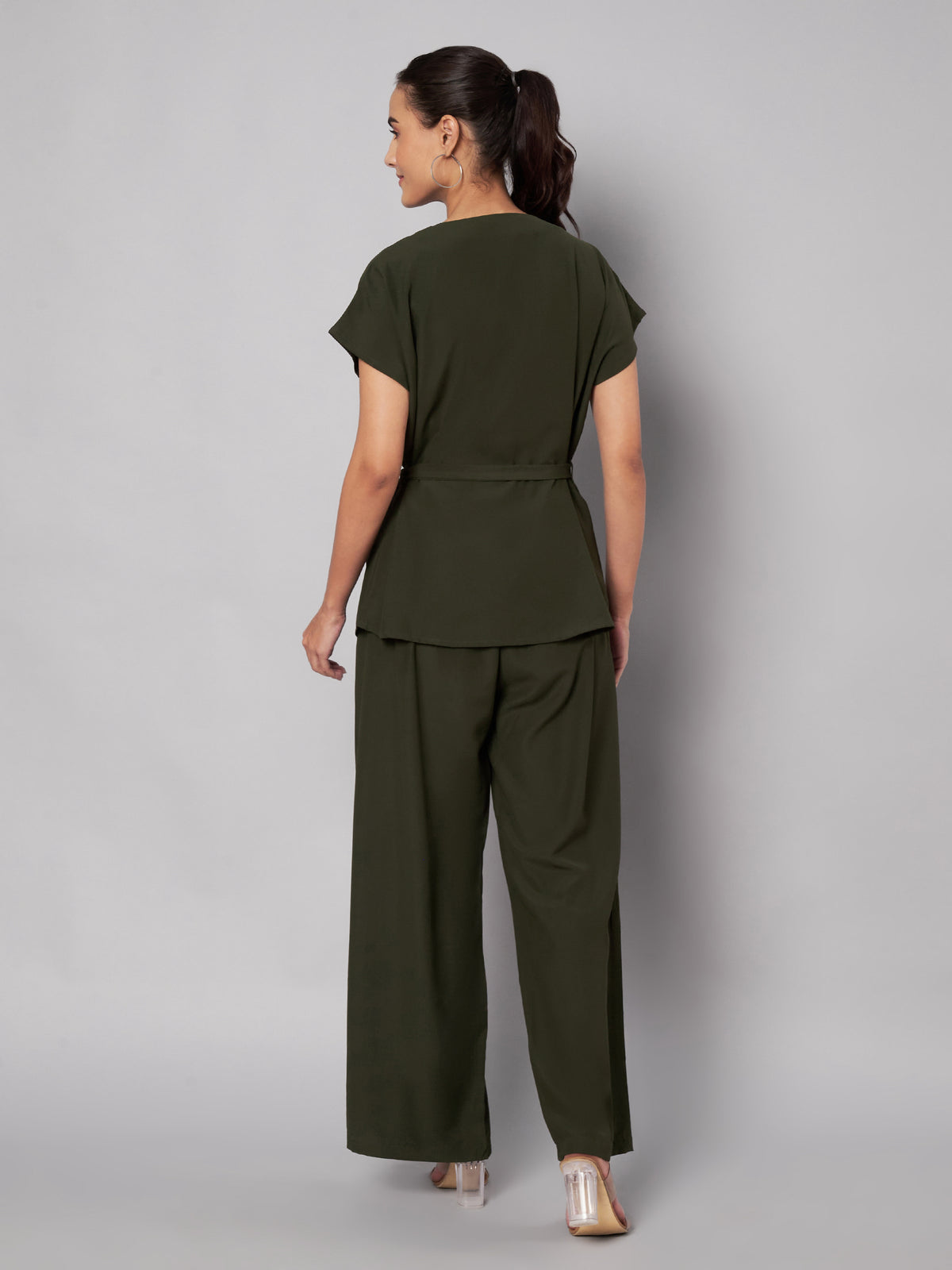 women Olive Green Coord Set