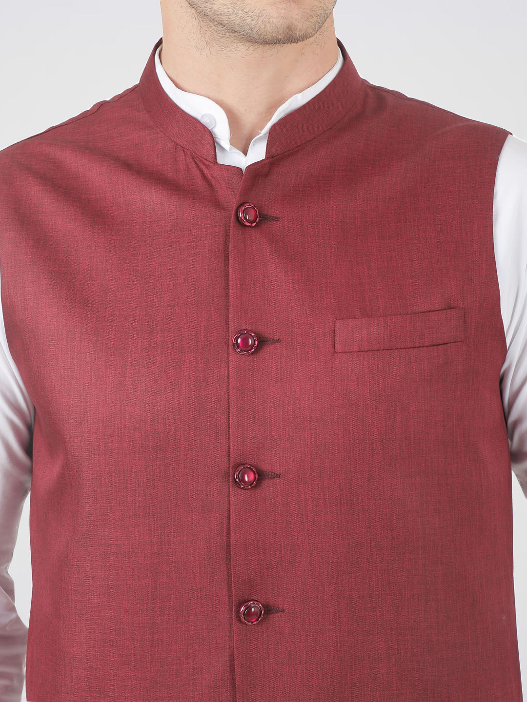 Men Kurta Set With Maroon Jacket - Tahvo India