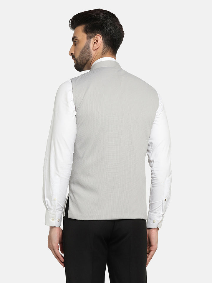 Men Grey Textured Nehru Jacket - Tahvo India
