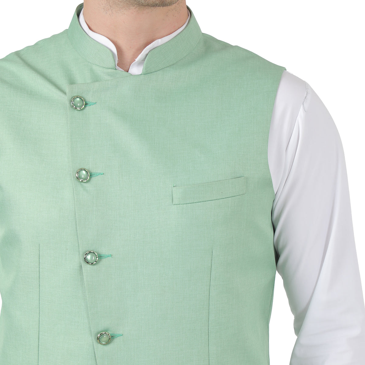 Men Green Angrakha Nehru Jacket