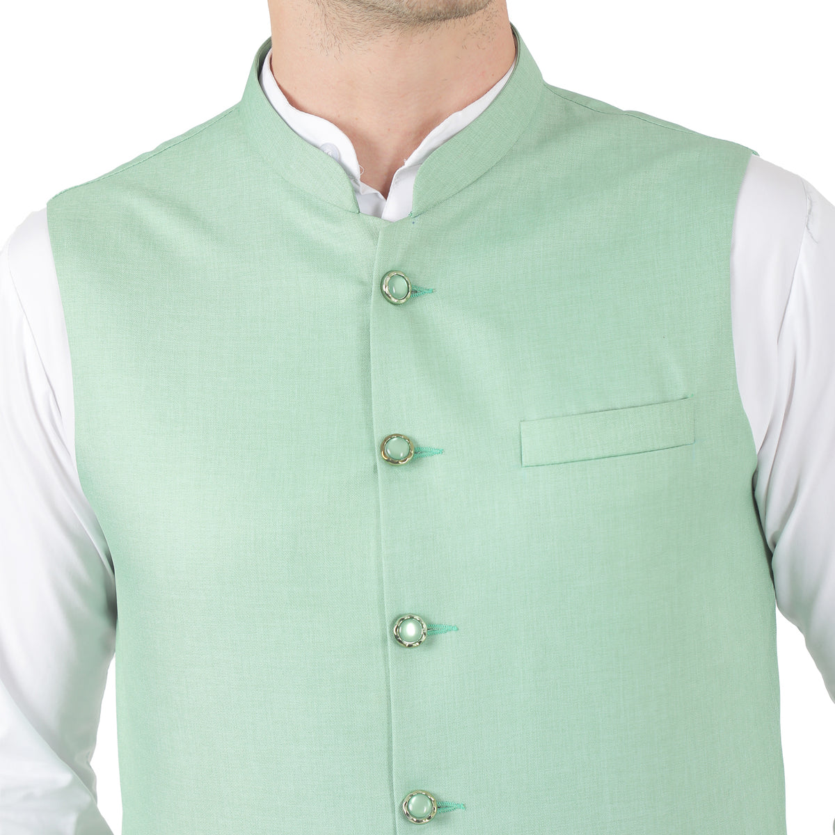 Men Green 5 Button Nehru Jacket