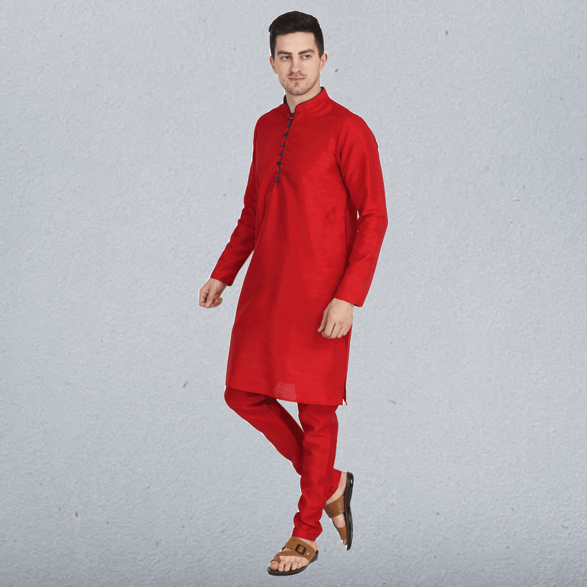 Men Red Kurta Set - Tahvo India