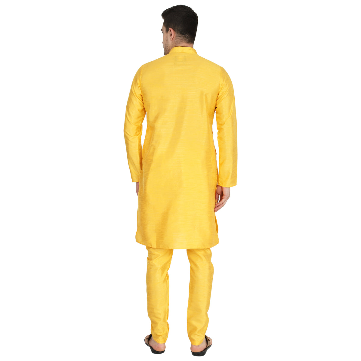 Men Yellow Dupion Kurta Set
