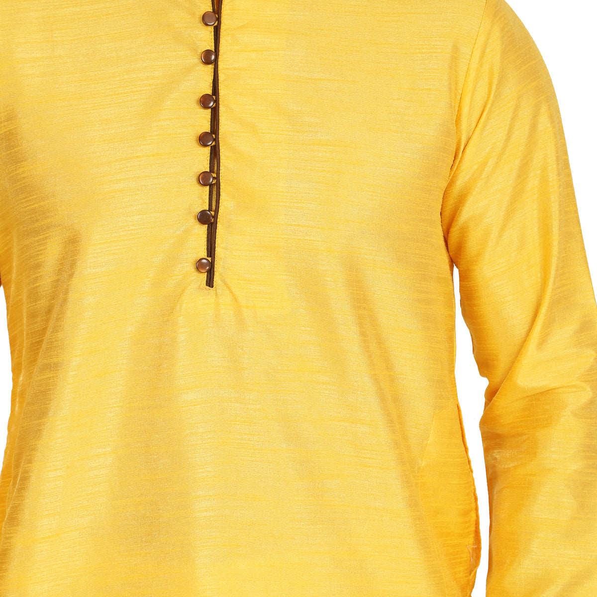 Men Yellow Dupion Kurta Set