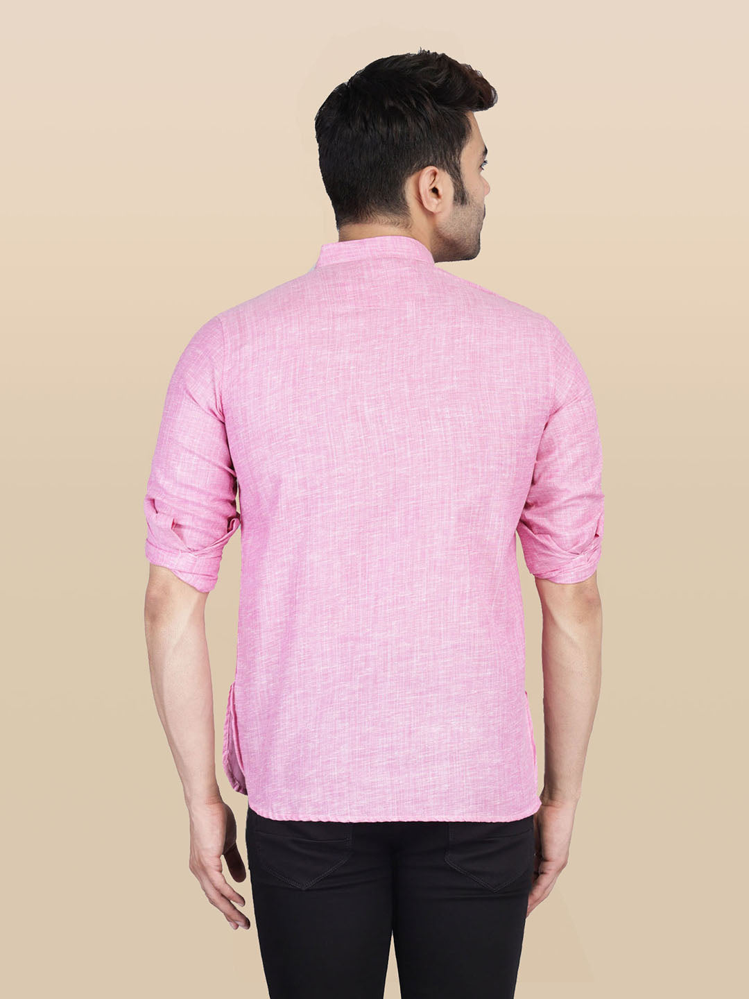 Men Pink Short Kurta Shirt - Tahvo India