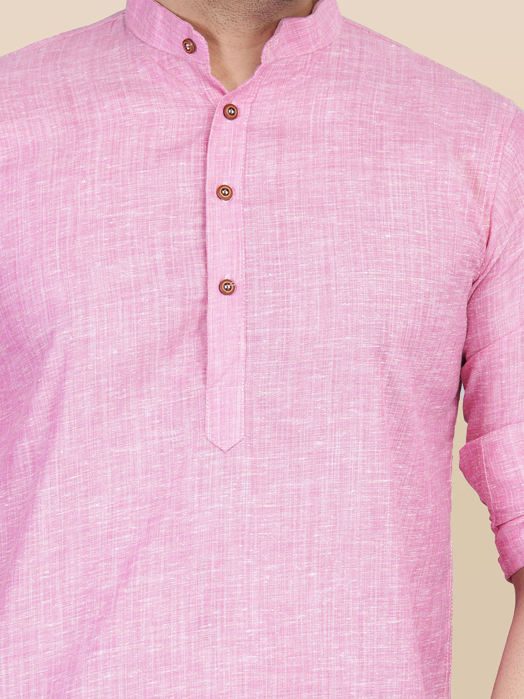 Men Pink Short Kurta Shirt - Tahvo India