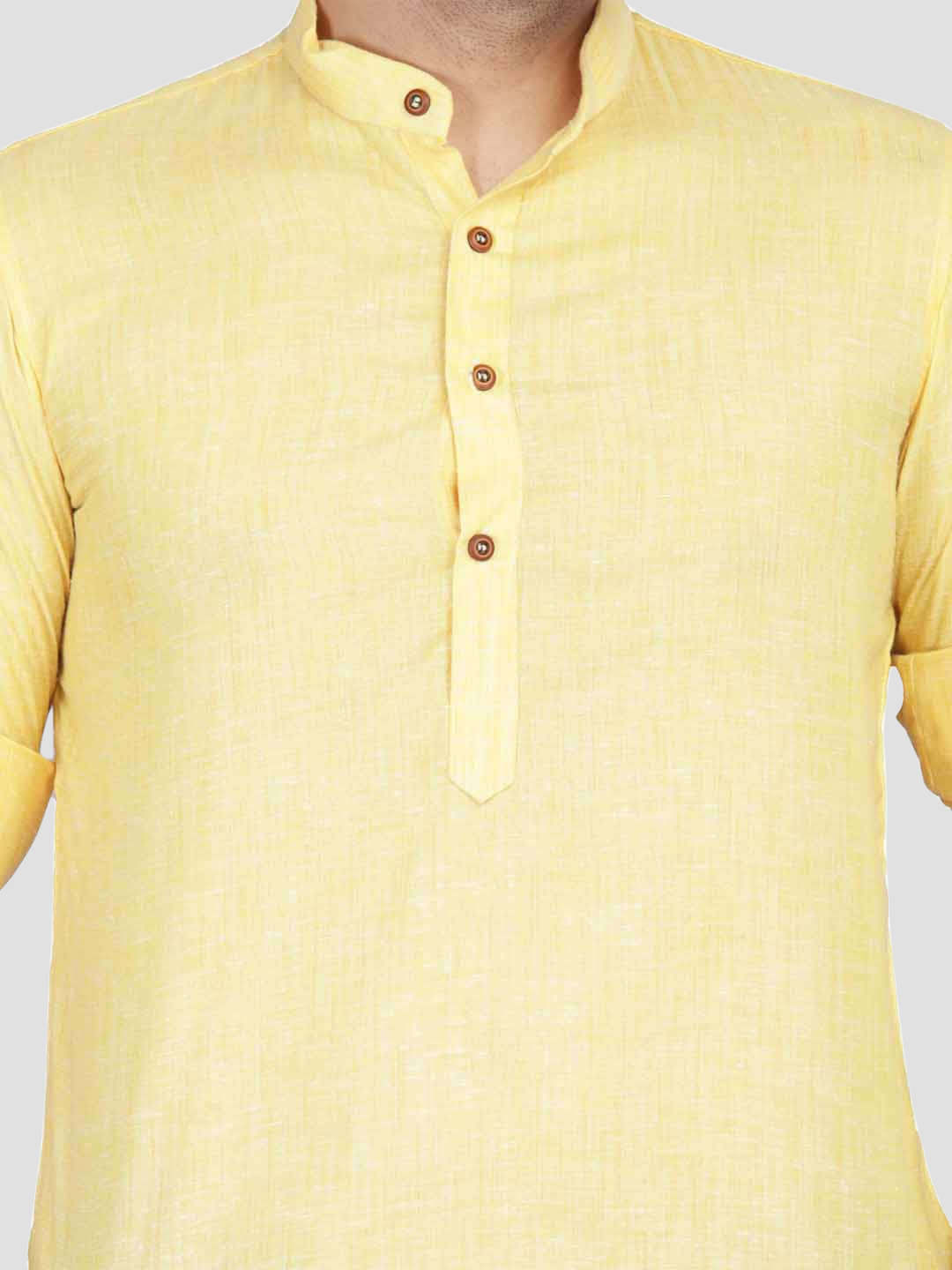 Men Yellow Short Kurta Shirt - Tahvo India