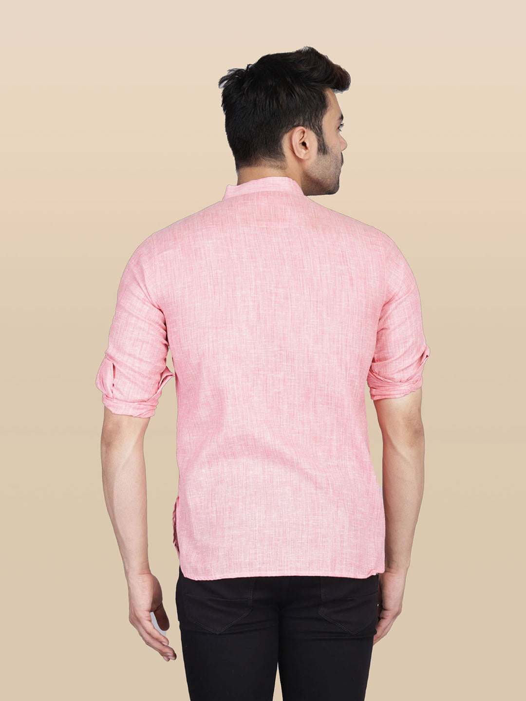 Men Pink Short Kurta Shirt - Tahvo India
