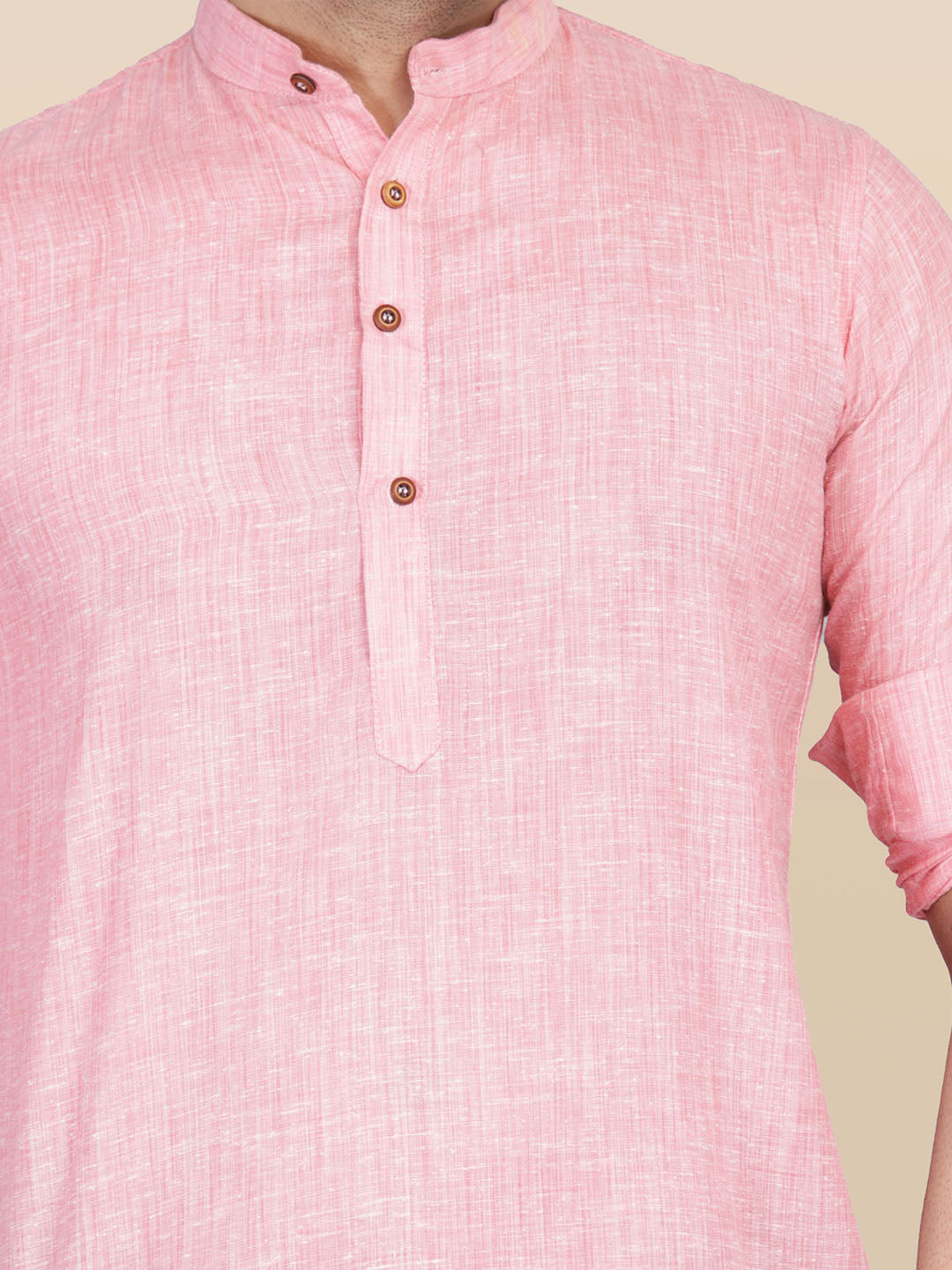 Men Pink Short Kurta Shirt - Tahvo India