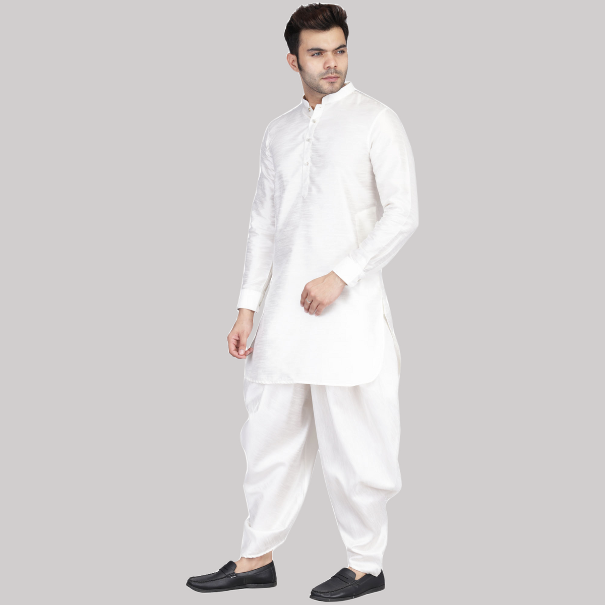 Men White Dhoti Kurta Set - Tahvo India
