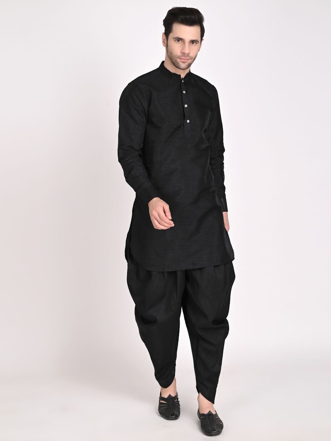 Men Black Dhoti Kurta Set - Tahvo India