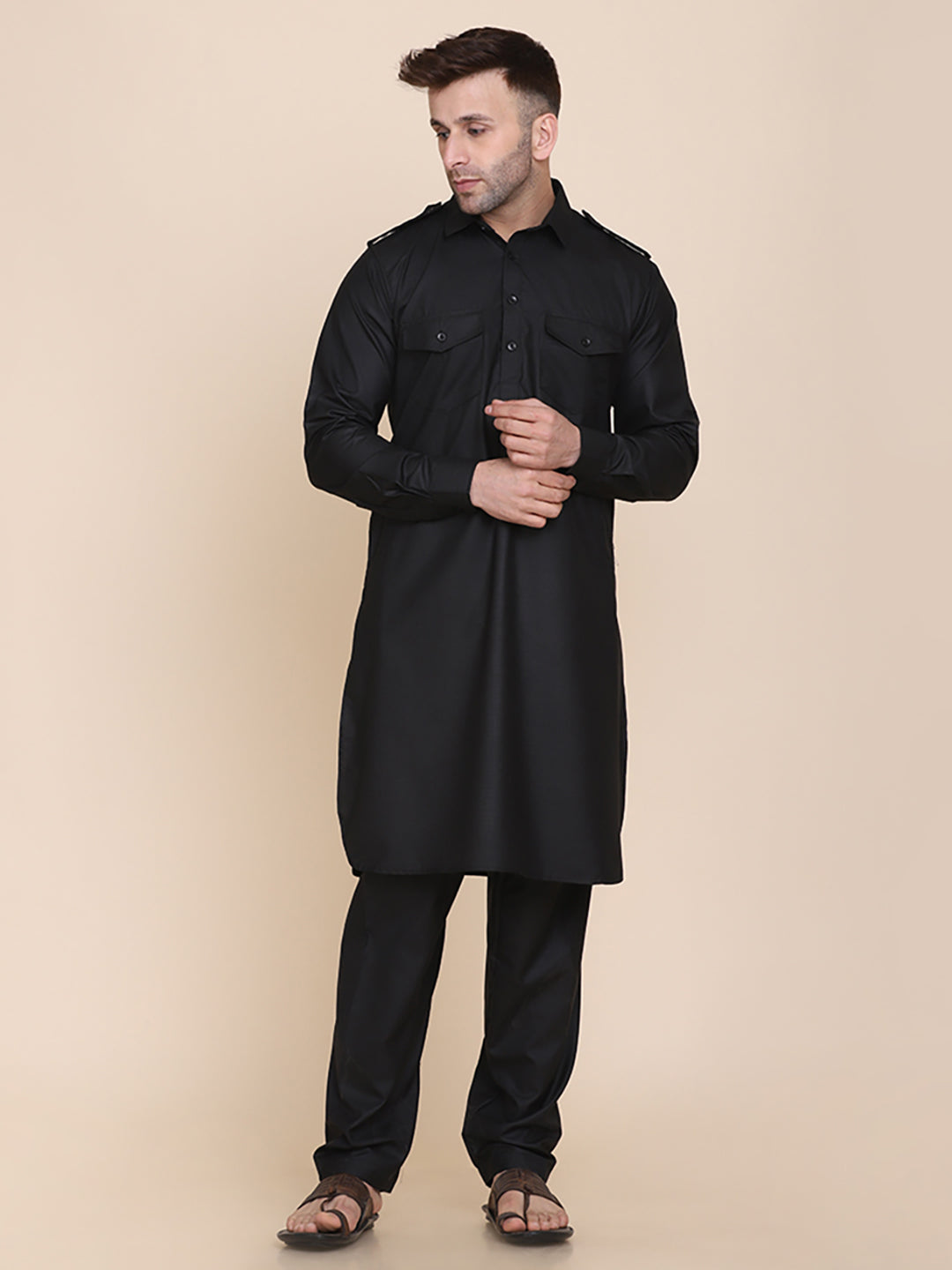 Men Black Pathani - Tahvo India