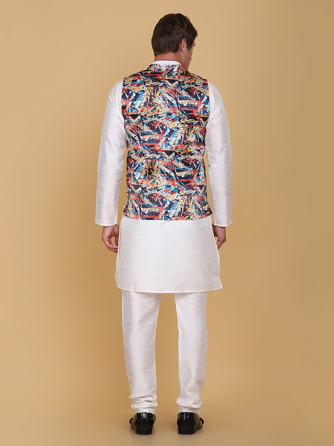 Men Multi Satin Nehru Jacket - Tahvo India
