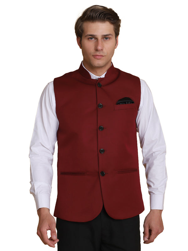 Maroon Nehru Jacket - Tahvo India