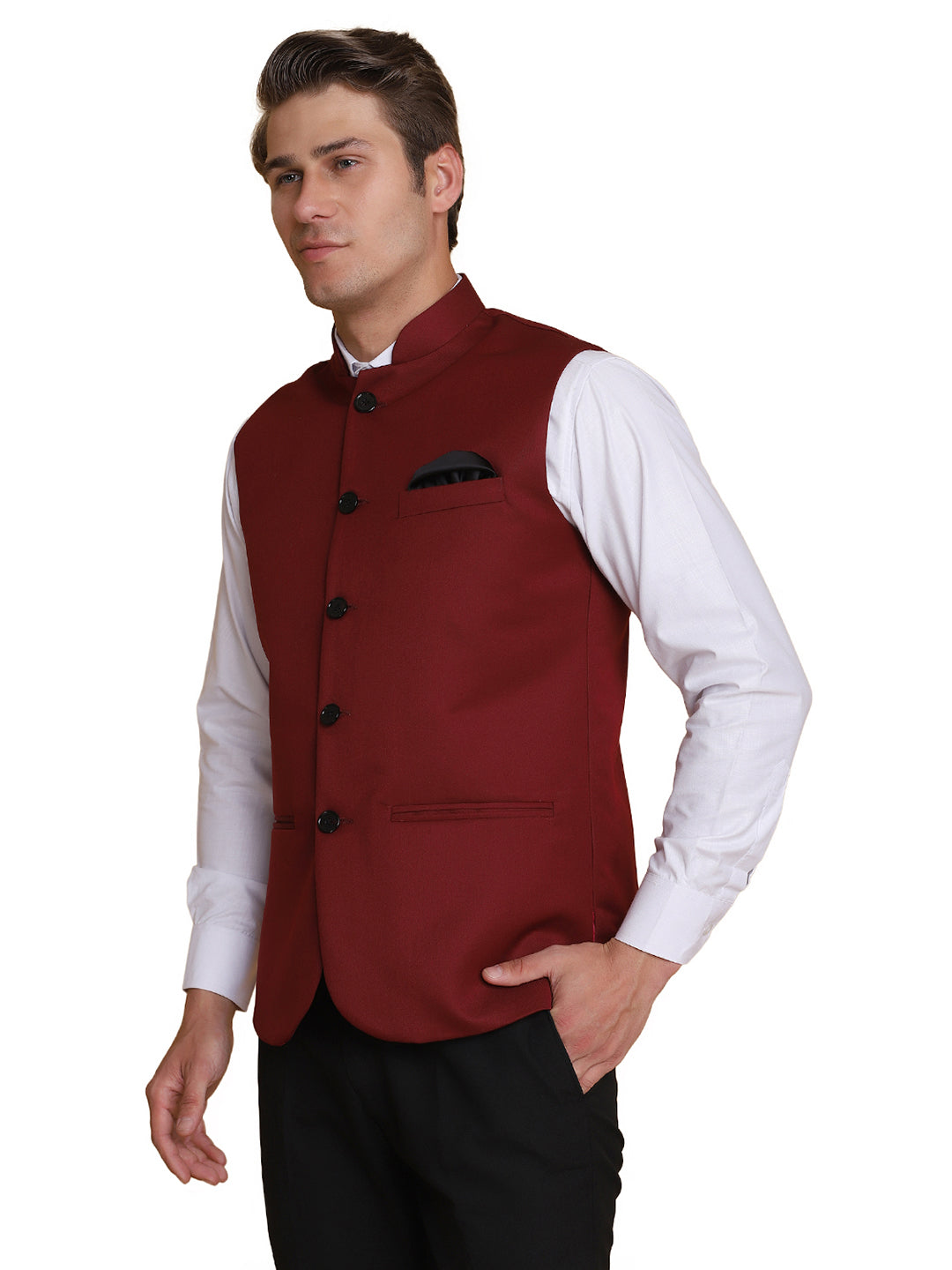 Maroon Nehru Jacket - Tahvo India