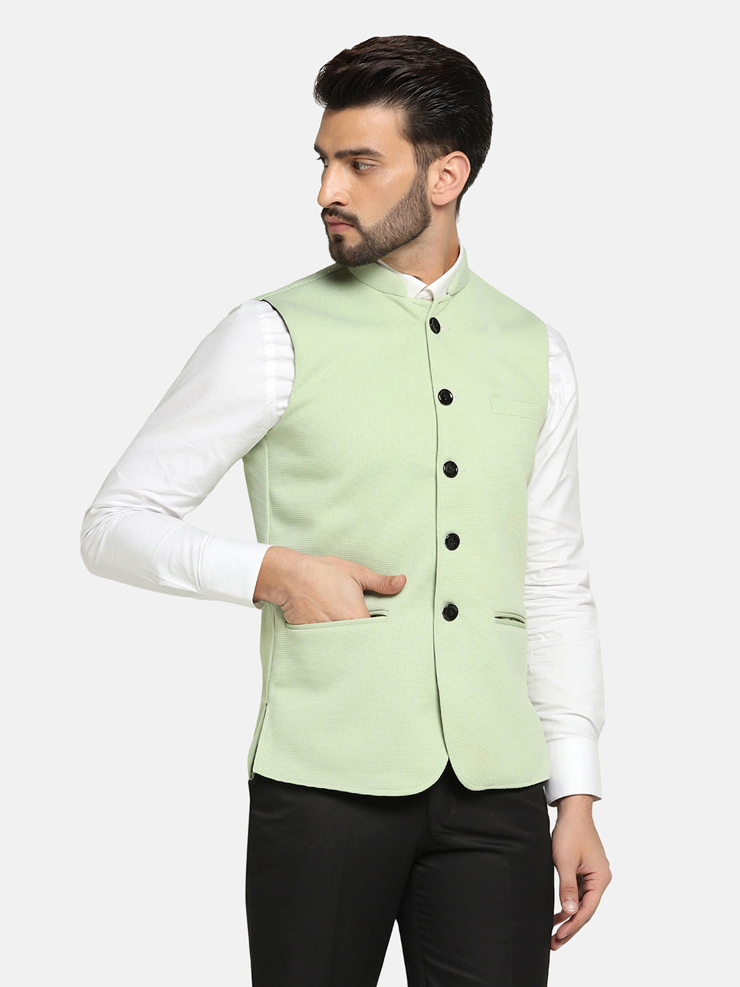Men Pista Textured Nehru Jacket - Tahvo India