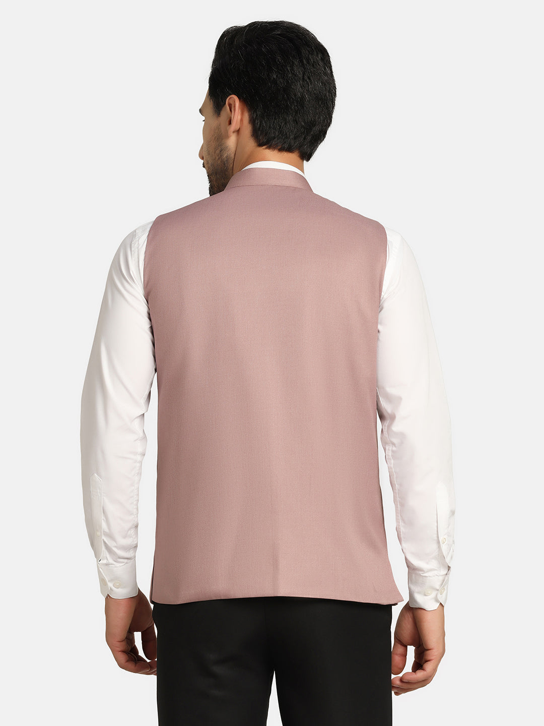 Men Pink Solid Nehru Jacket - Tahvo India
