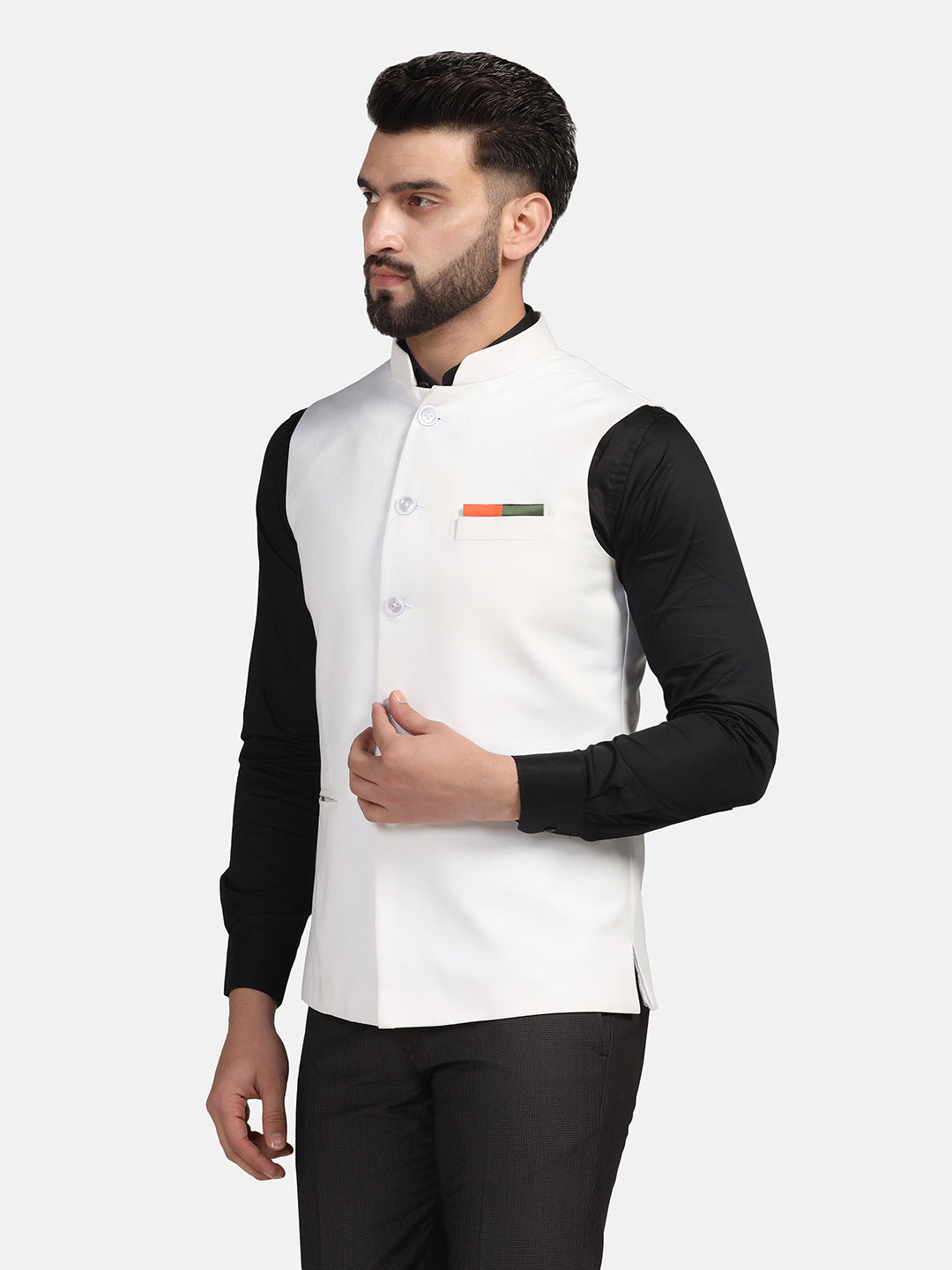 Men White Solid Modi Jacket - Tahvo India