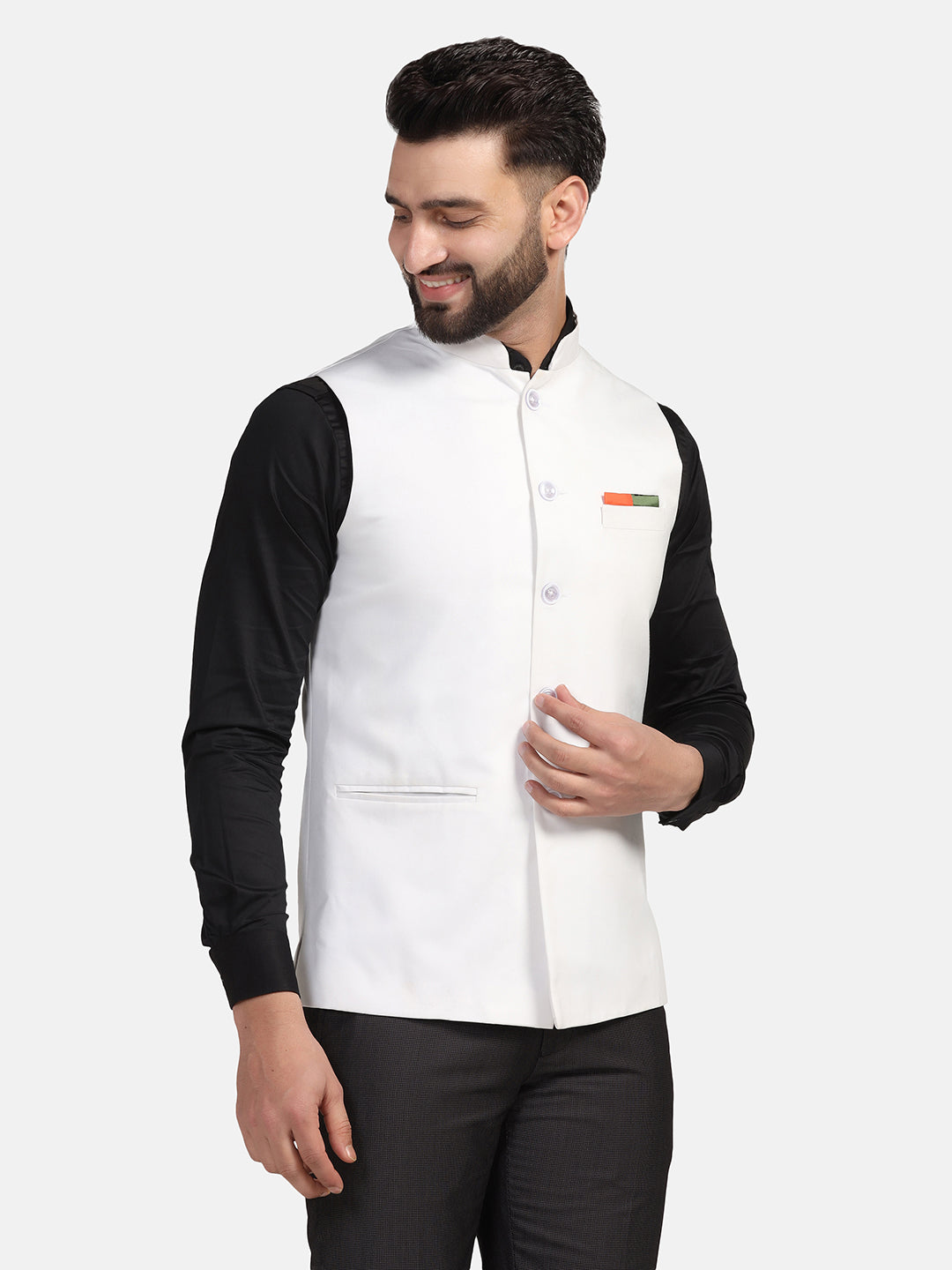 Men White Solid Modi Jacket - Tahvo India