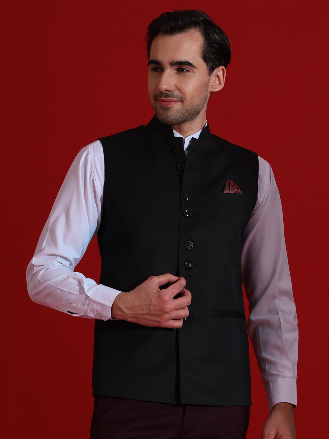 Mens black nehru jacket - Tahvo India
