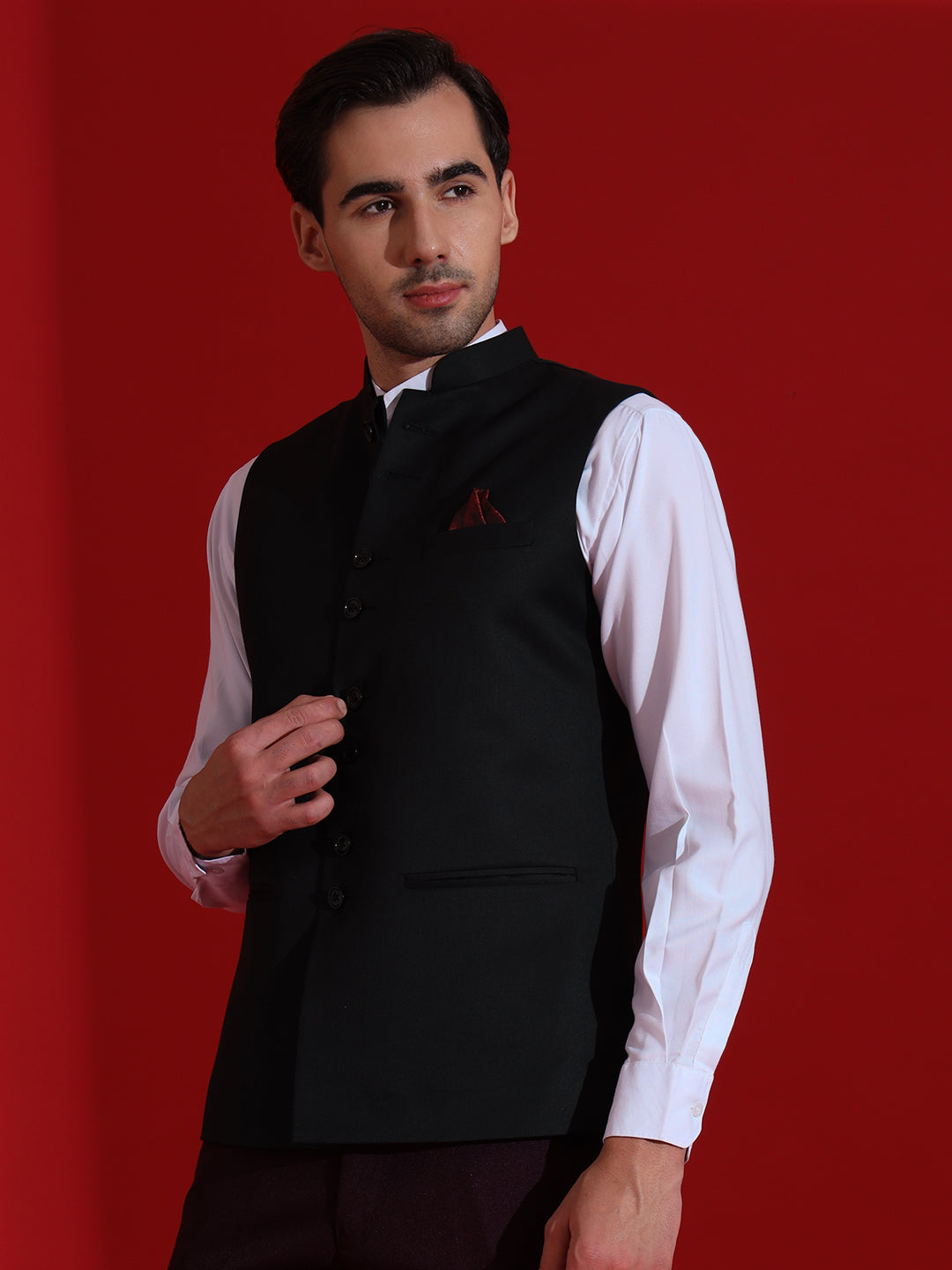 Mens black nehru jacket - Tahvo India