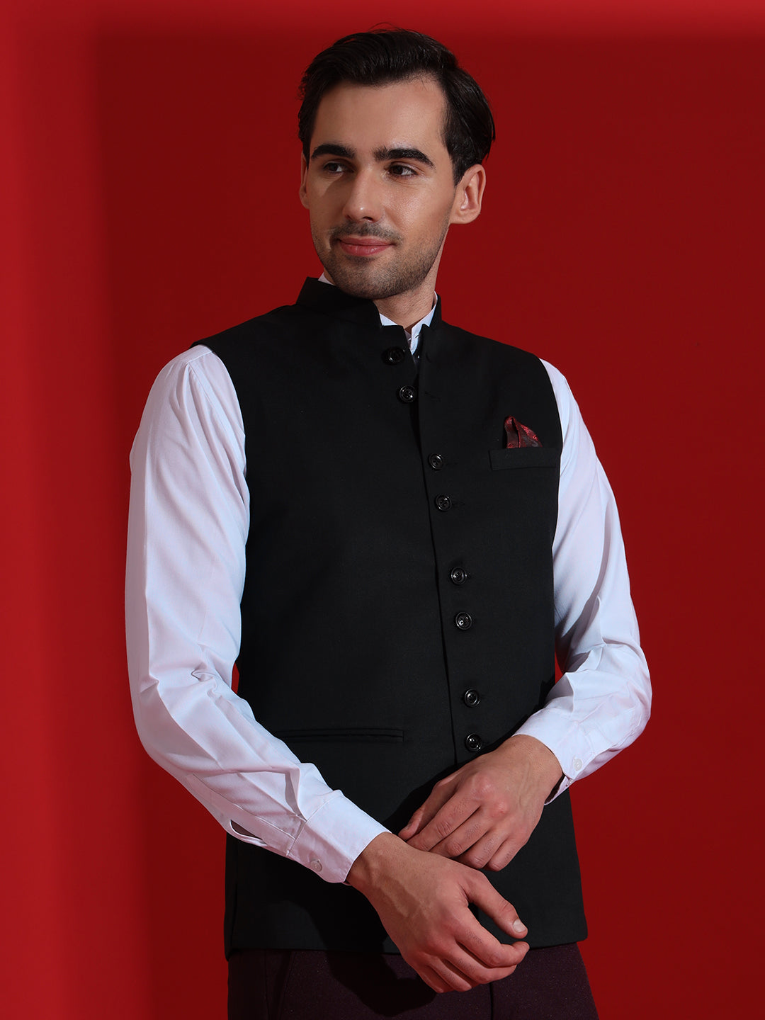 Mens black nehru jacket - Tahvo India