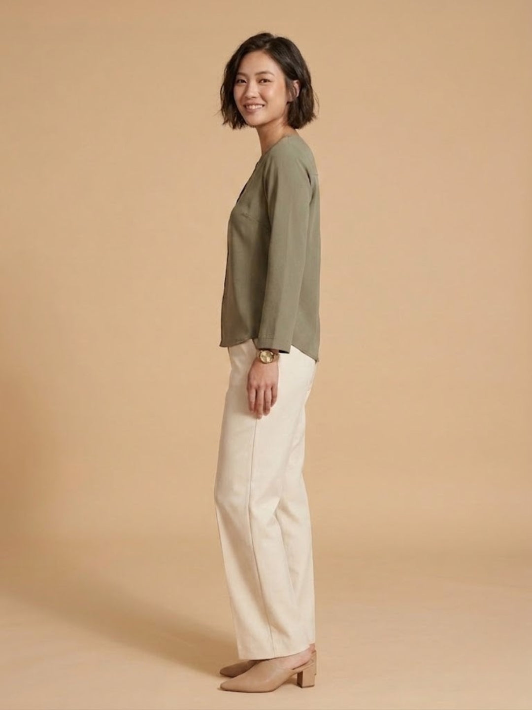 Olive Green Flowy Top