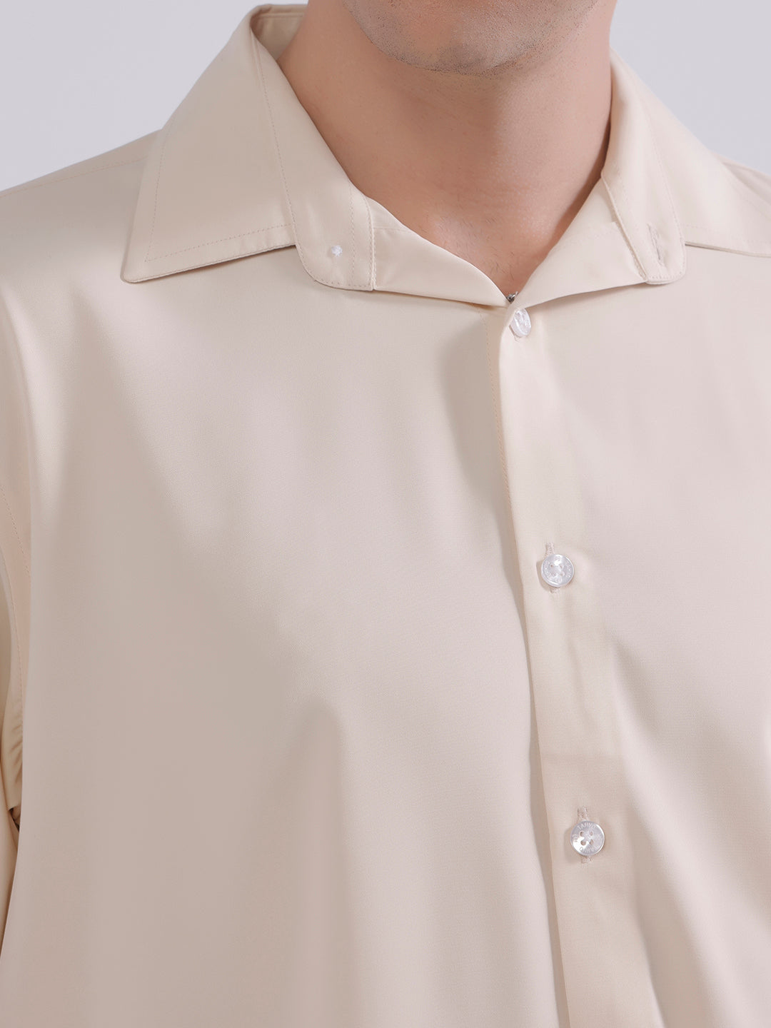 Men Beige Boxy Shirt