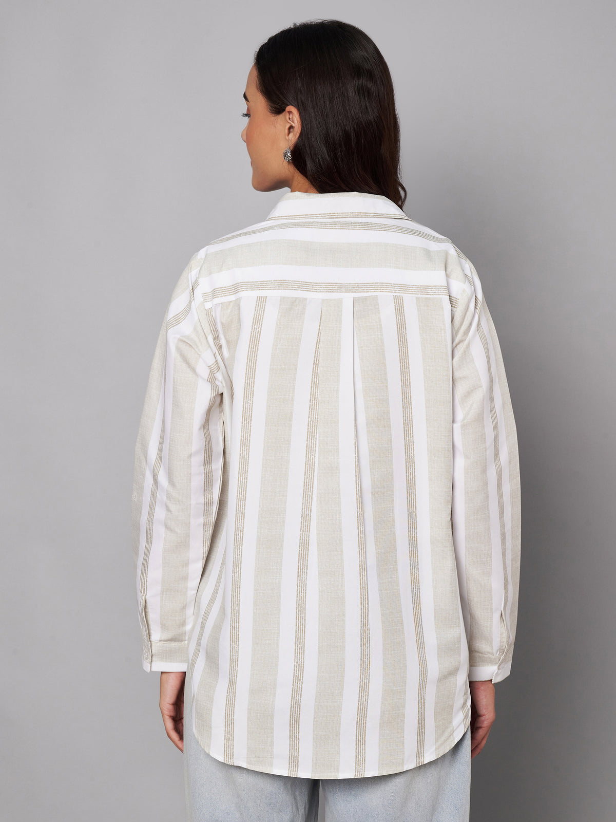Stiped cotton 2 pocket shirt