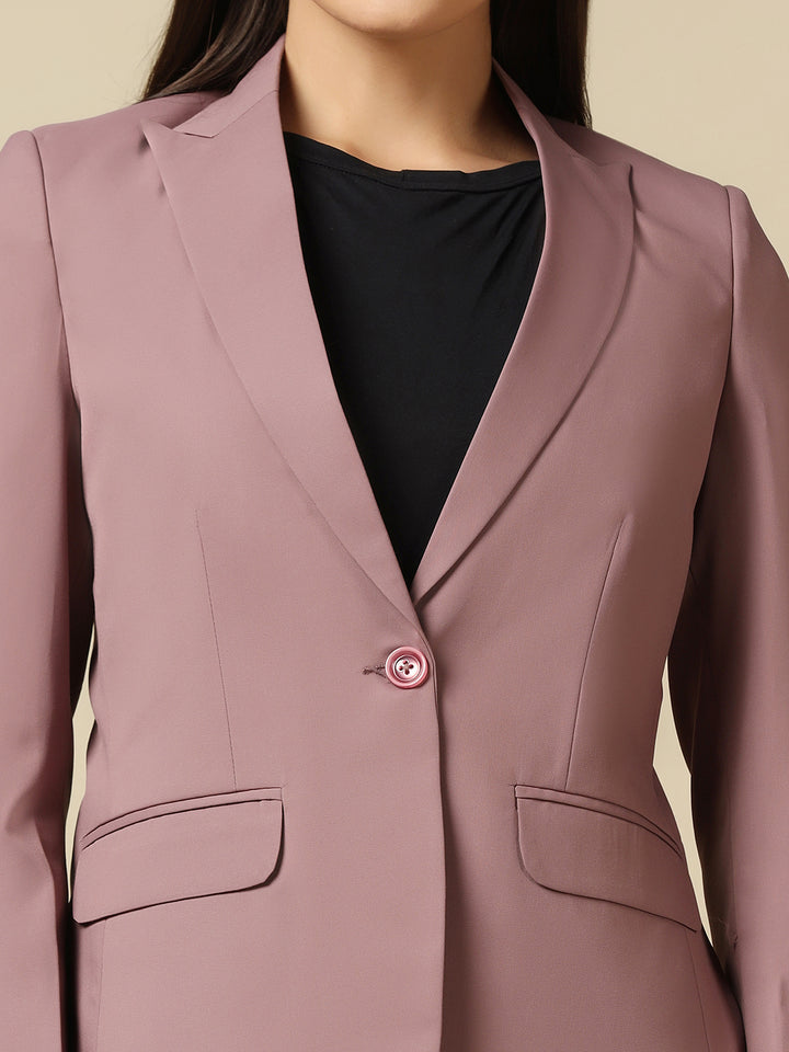 Women Pink Single Breasted Blazer - Tahvo India