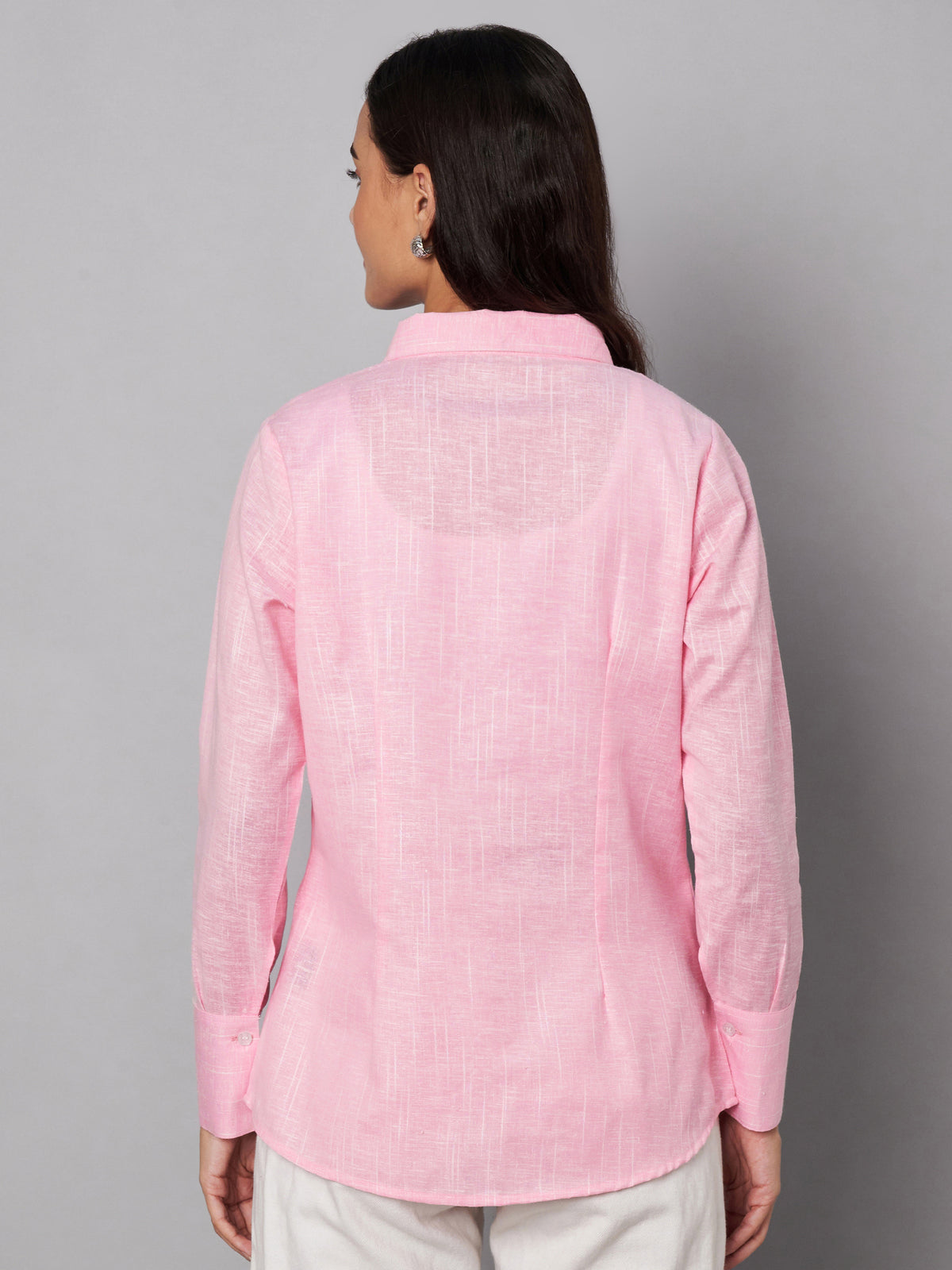 Women pink linen shirt